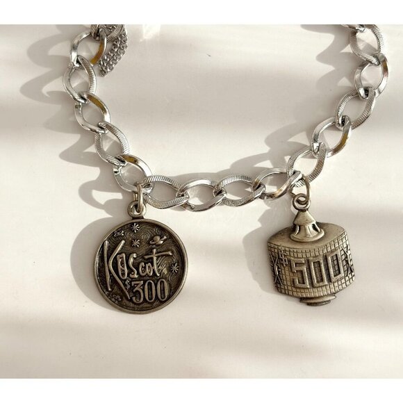 Jewelry - Koscot Designer Sterling Silver 925 Chainlink Multi Charmed Chunky Bracelet - 7"